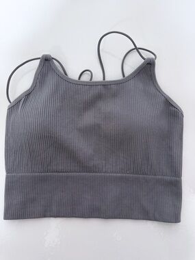 HALARA Ribbed Strappy Sports Bra in Dark Gray